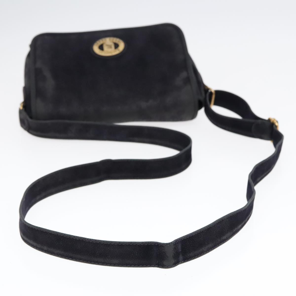 Burberrys Nova Check Shoulder Bag Canvas Navy Gold Auth 92324