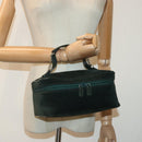GUCCI Vanity Pouch Suede Green Silver 032 1705 0140 Auth 92325-19