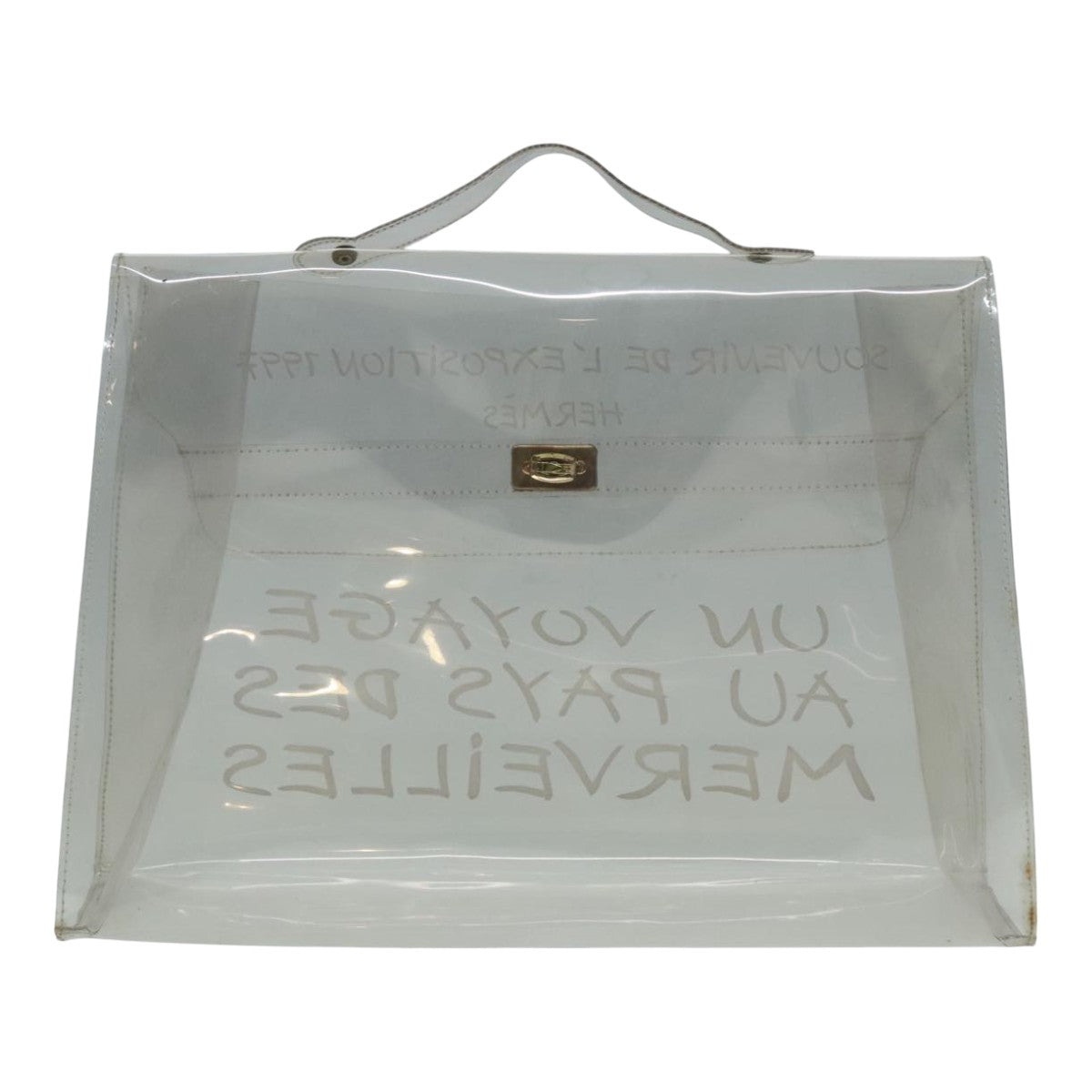 HERMES Vinyl Kelly Hand Bag Vinyl Clear Auth 92326 - 0