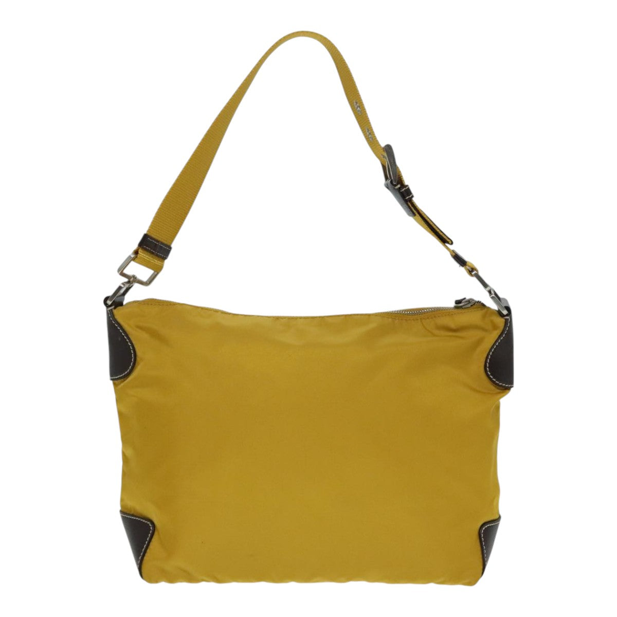 PRADA Shoulder Bag Nylon Yellow Silver Auth 92335