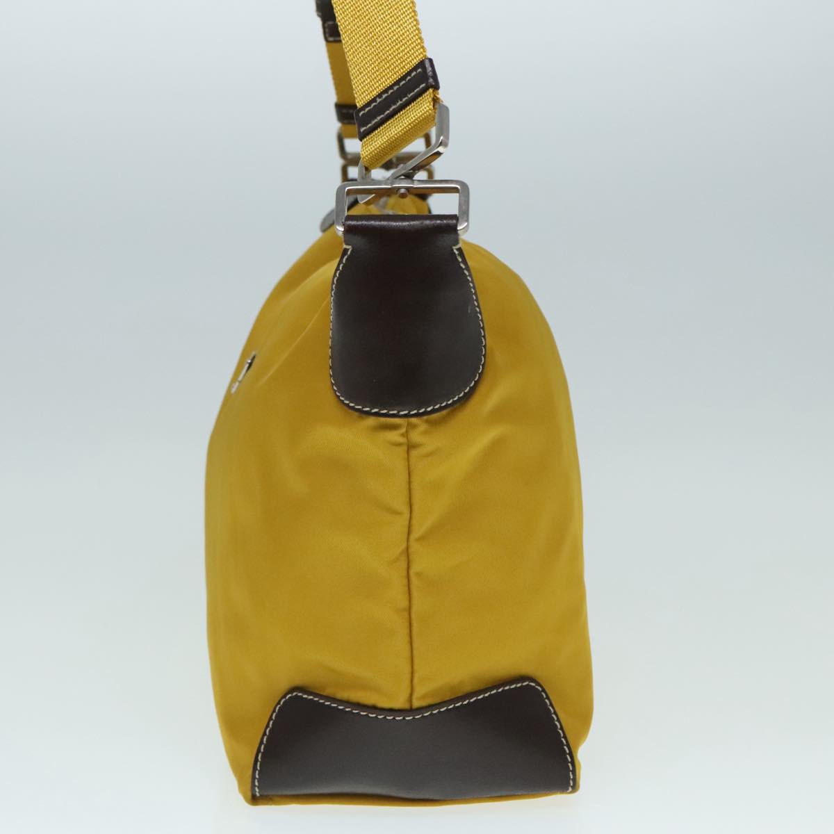 PRADA Shoulder Bag Nylon Yellow Silver Auth 92335