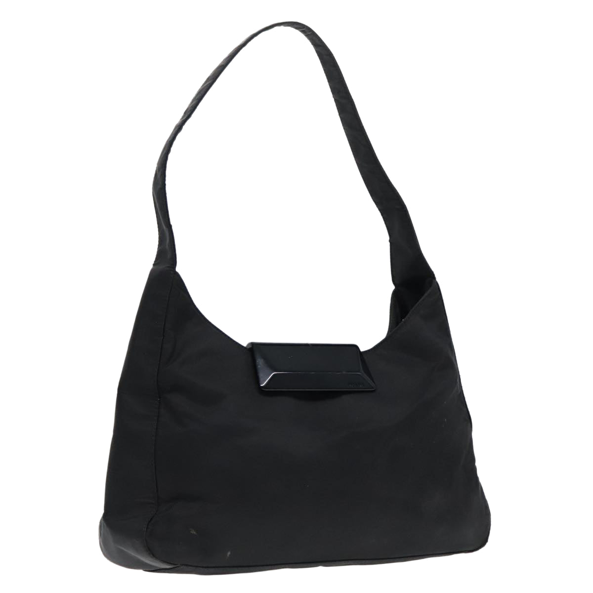 PRADA Shoulder Bag Nylon Black Silver Auth 92338