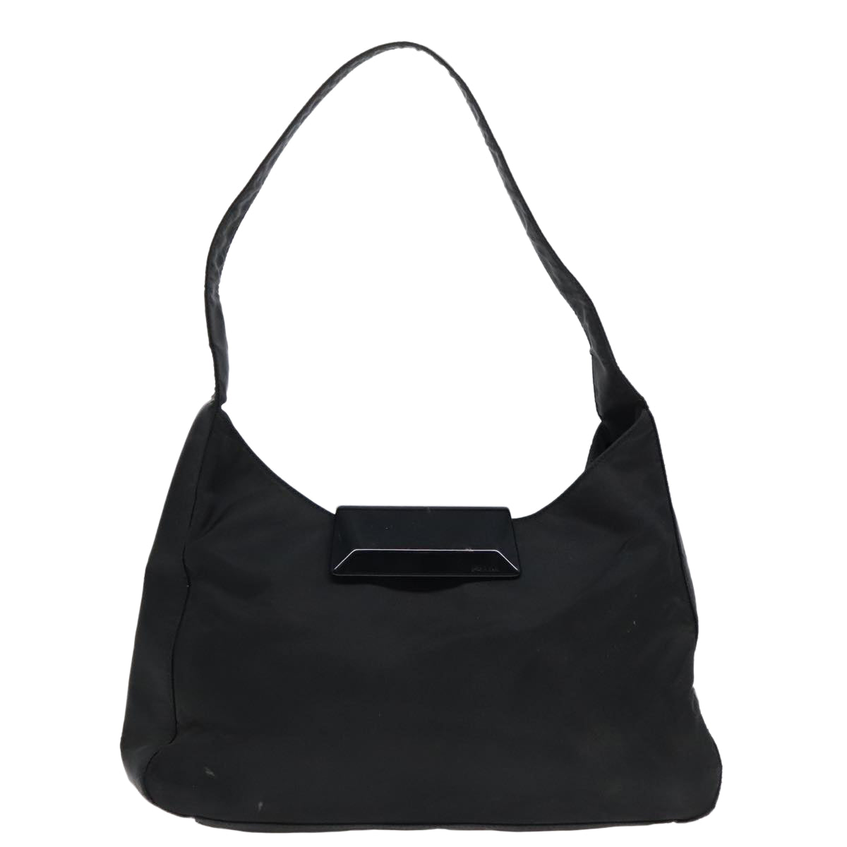 PRADA Shoulder Bag Nylon Black Silver Auth 92338