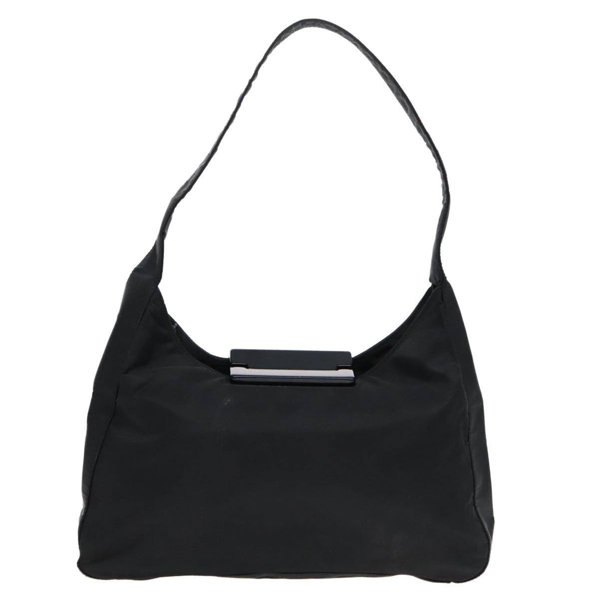 PRADA Shoulder Bag Nylon Black Silver Auth 92338 - 0