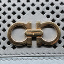 Salvatore Ferragamo Tote Bag Leather Gray Gold Auth 92341-18