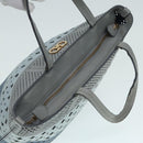 Salvatore Ferragamo Tragetasche Leder Grau Gold Auth 92341-6