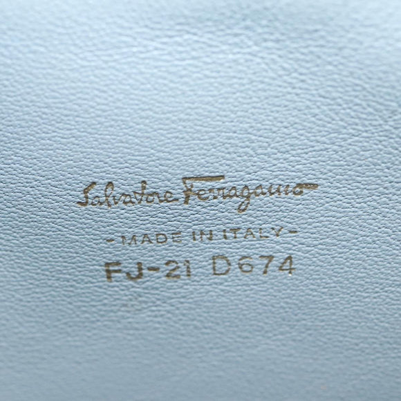 Salvatore Ferragamo Tragetasche Leder Grau Gold Auth 92341