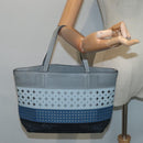 Salvatore Ferragamo Tote Bag Leather Gray Gold Auth 92341-28