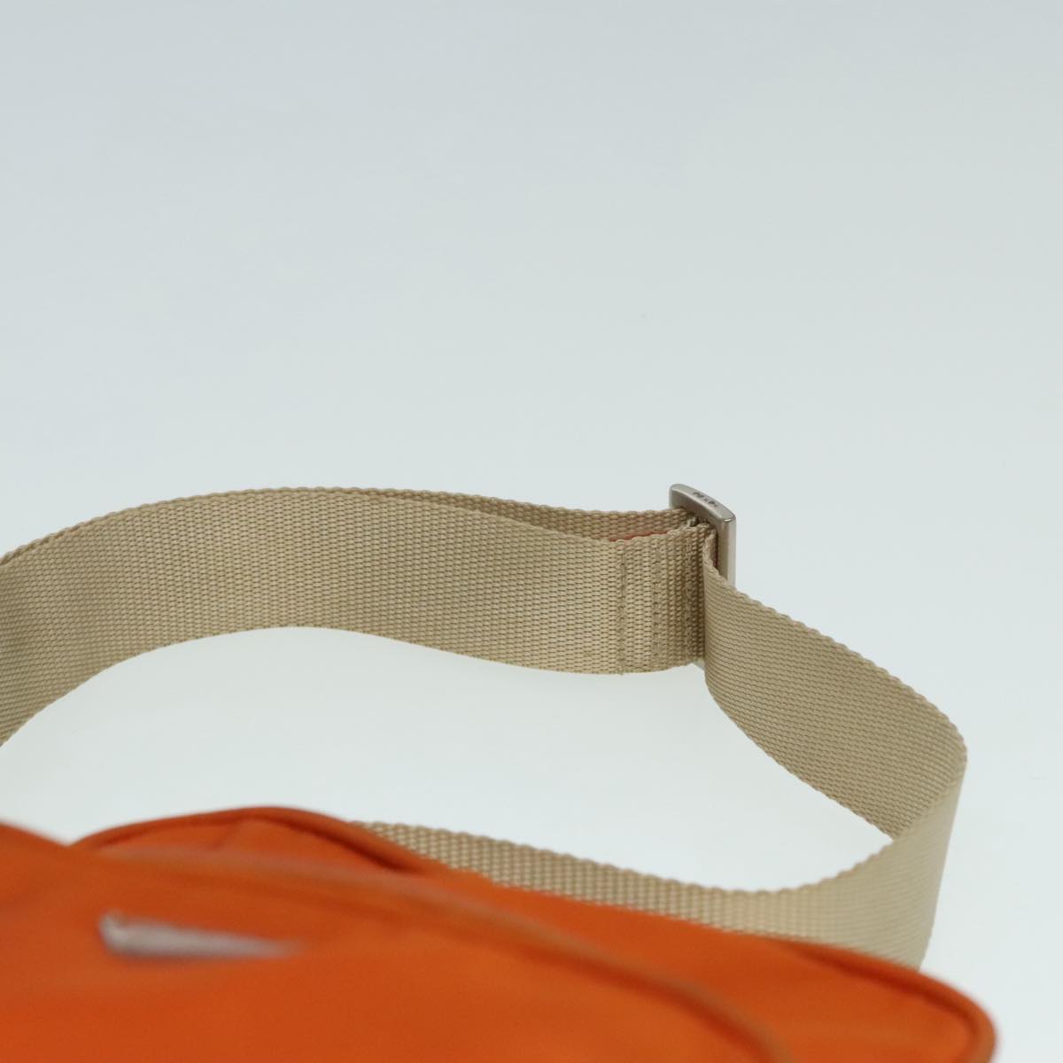 PRADA Shoulder Bag Nylon Orange Silver Auth 92345