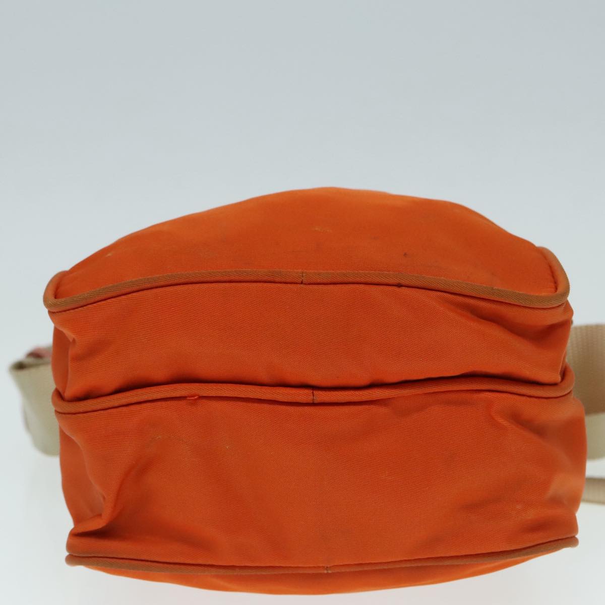 PRADA Shoulder Bag Nylon Orange Silver Auth 92345