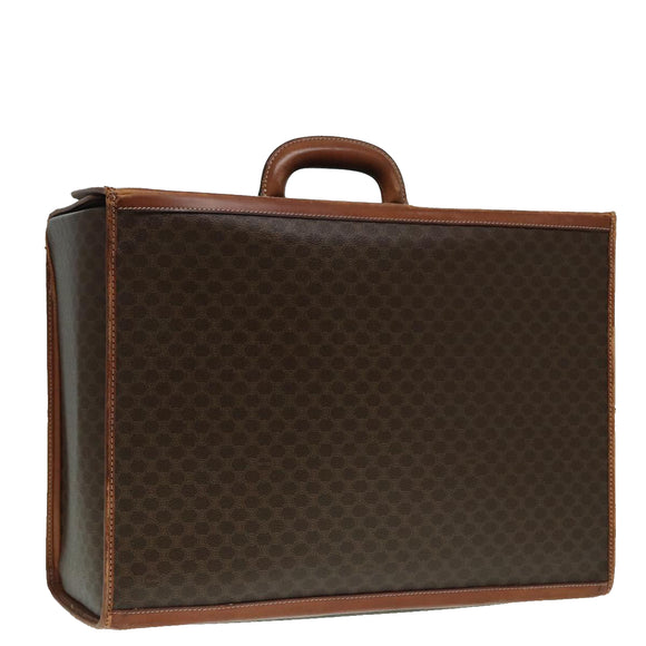 CELINE Macadam Canvas Trunk PVC Leather Gold Brown Auth 92361