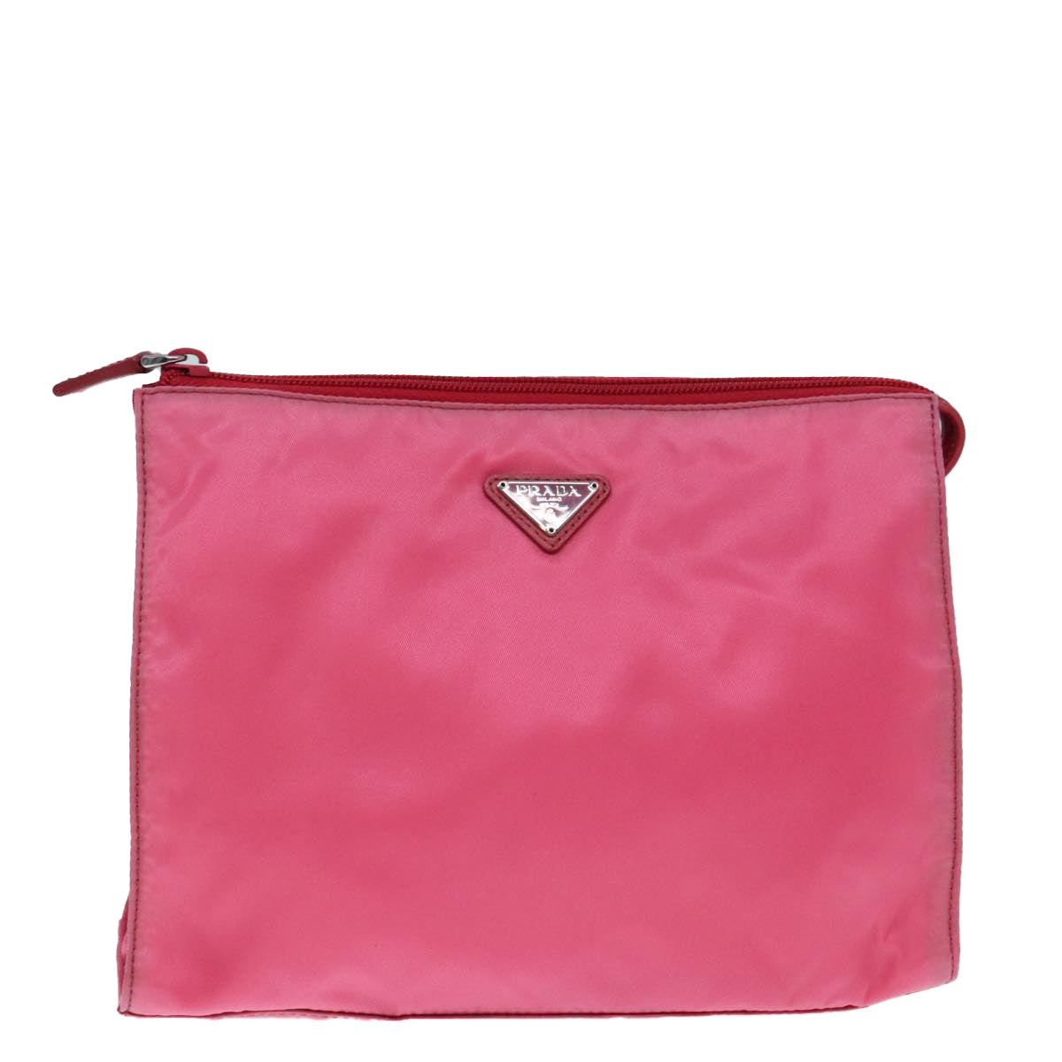 PRADA Clutch Bag Nylon Pink Silver Auth 92400