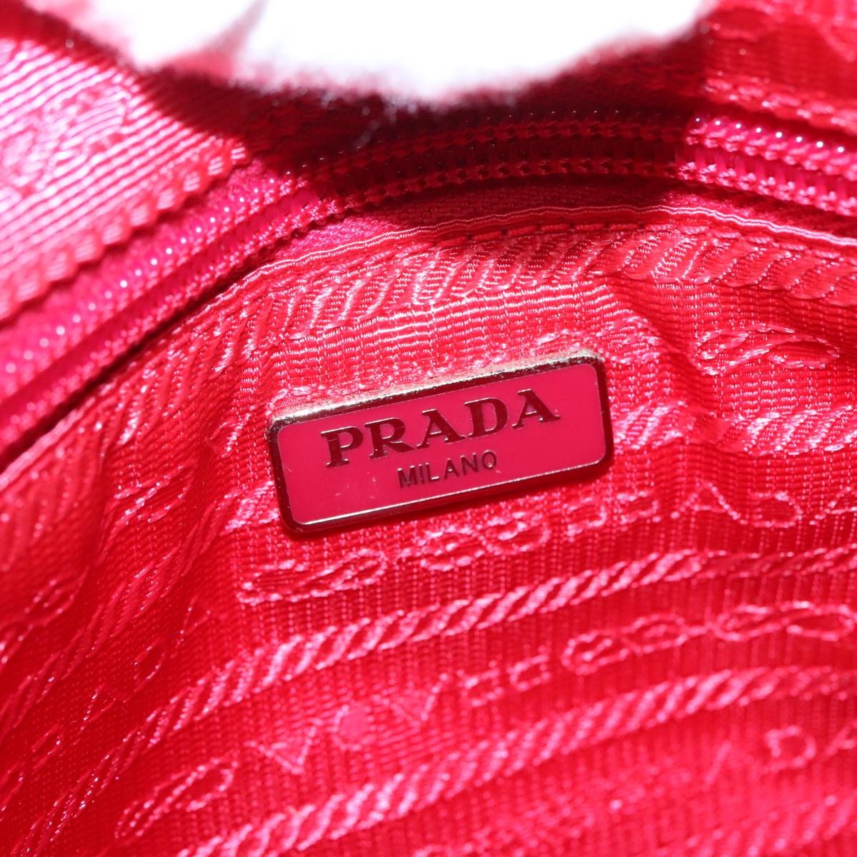 PRADA Clutch Bag Nylon Pink Silver Auth 92400