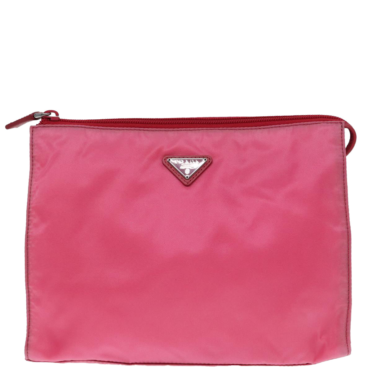 PRADA Clutch Bag Nylon Pink Silver Auth 92400 - 0