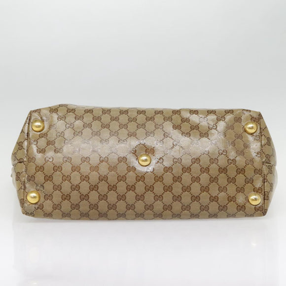 GUCCI GG Crystal Tote Bag Coated Canvas Beige White Silver 207292 Auth 92409