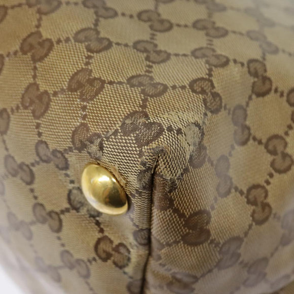 GUCCI GG Crystal Tote Bag Coated Canvas Beige White Silver 207292 Auth 92409