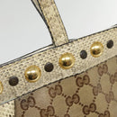 GUCCI GG Crystal Tote Bag Coated Canvas Beige White Silver 207292 Auth 92409-19