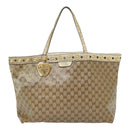 GUCCI GG Crystal Tote Bag Coated Canvas Beige White Silver 207292 Auth 92409-13
