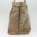 GUCCI GG Crystal Tote Bag Coated Canvas Beige White Silver 207292 Auth 92409-5