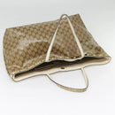 GUCCI GG Crystal Tote Bag Coated Canvas Beige White Silver 207292 Auth 92409-8