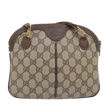 GUCCI GG Canvas Web Sherry Line Shoulder Bag PVC Leather Beige Green Auth 92419 - 0