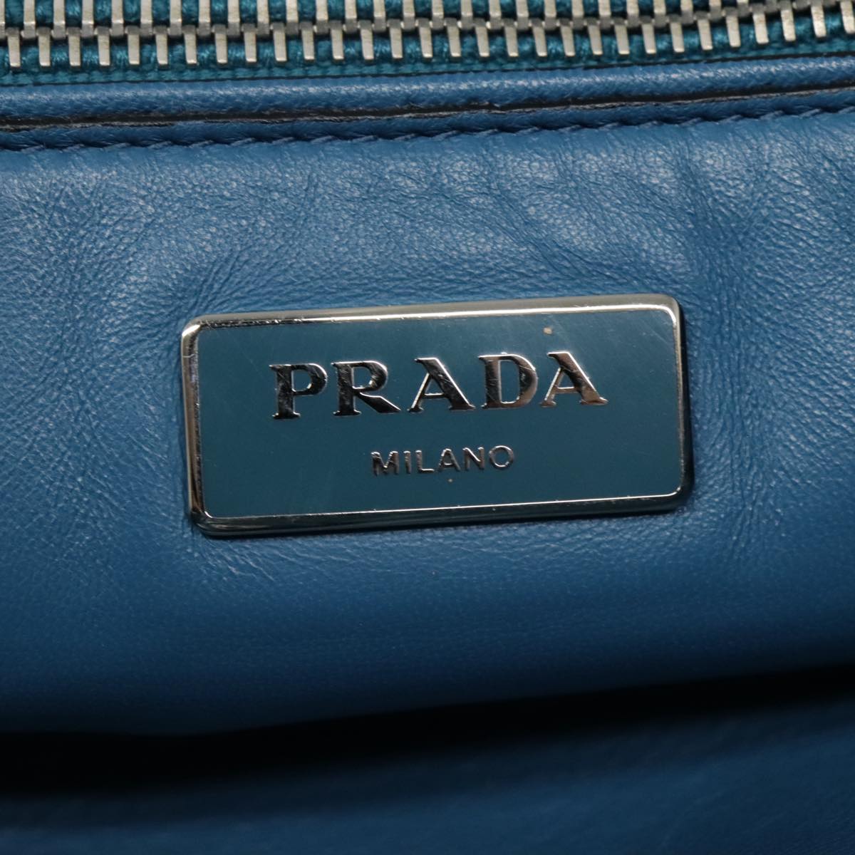 PRADA Hand Bag Suede 2way Blue Silver Auth 92428