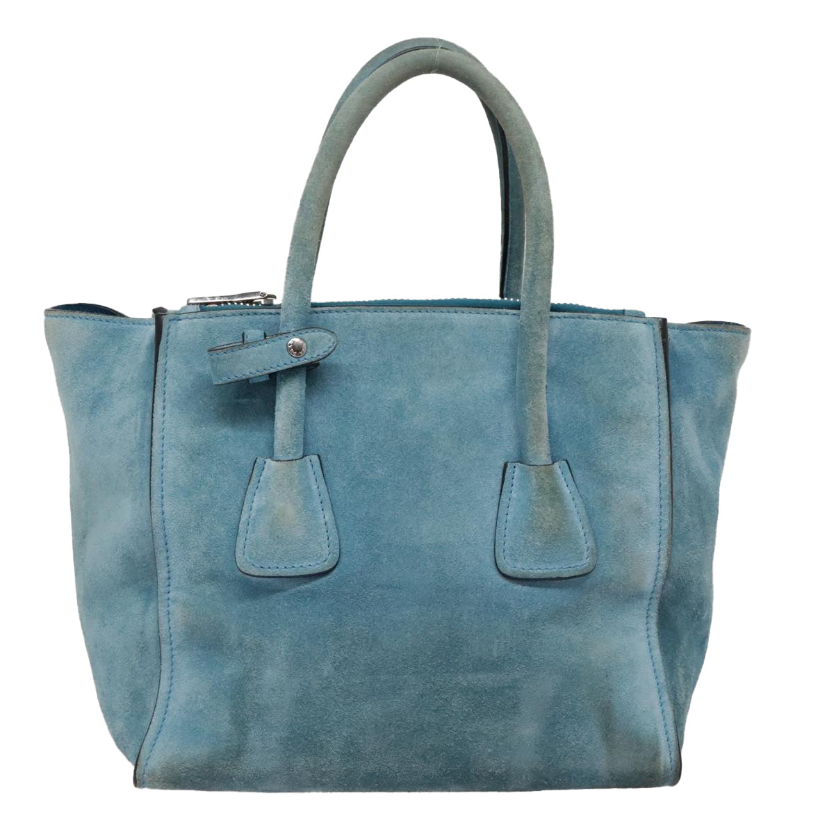 PRADA Hand Bag Suede 2way Blue Silver Auth 92428 - 0