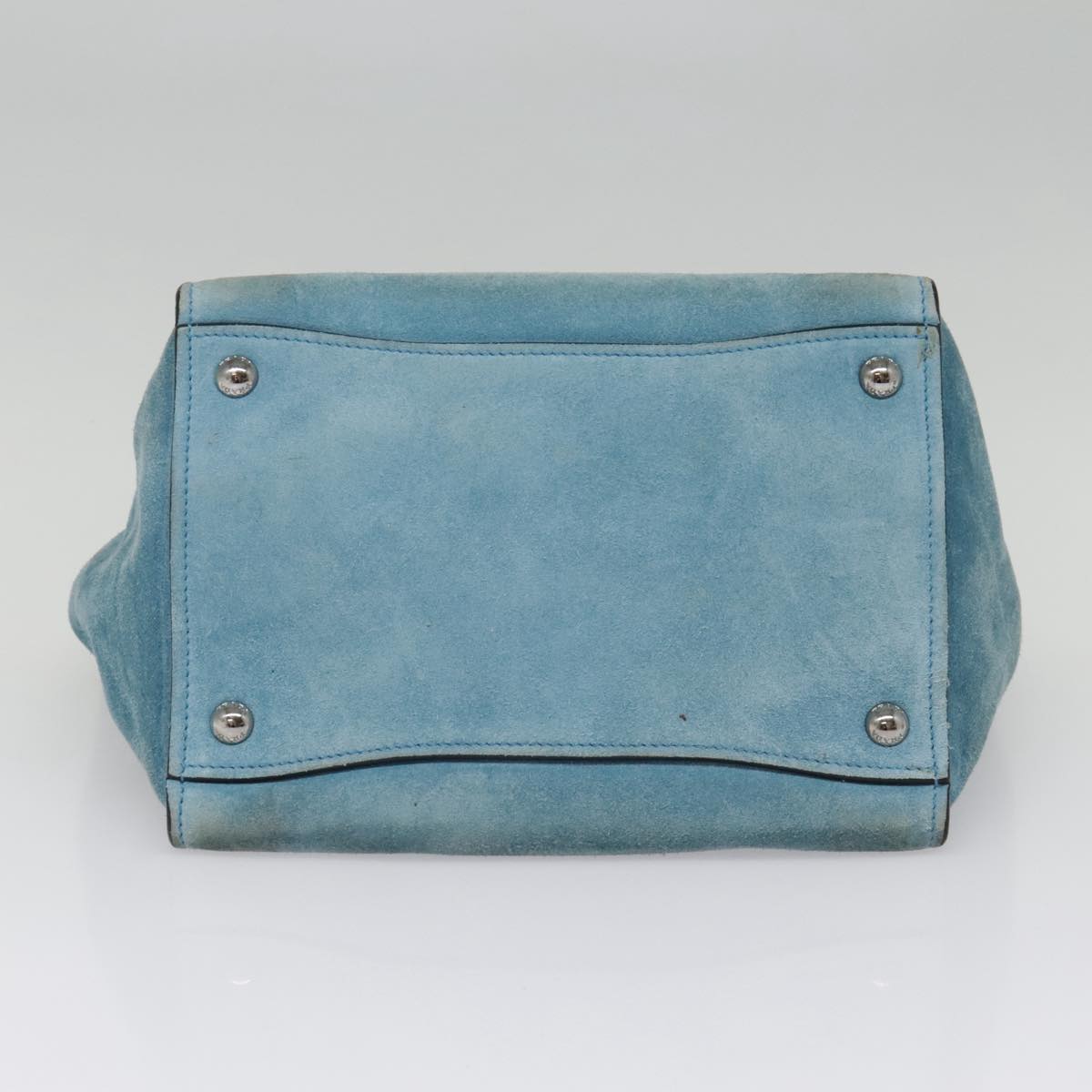 PRADA Hand Bag Suede 2way Blue Silver Auth 92428