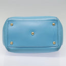 Salvatore Ferragamo Handtasche Saffiano-Leder 2-Wege Hellblau Gold Orig 92430-5