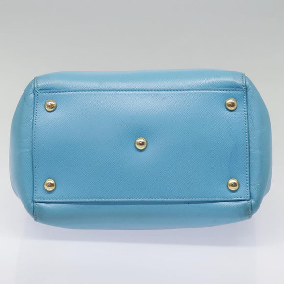 Salvatore Ferragamo Handtasche Saffiano-Leder 2-Wege Hellblau Gold Orig 92430
