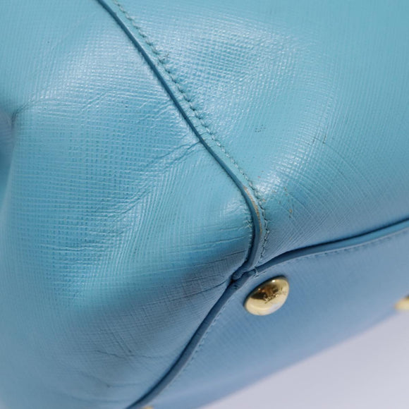 Salvatore Ferragamo Handtasche Saffiano-Leder 2-Wege Hellblau Gold Orig 92430