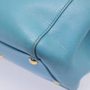 Salvatore Ferragamo Handtasche Saffiano-Leder 2-Wege Hellblau Gold Orig 92430-15