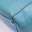 Salvatore Ferragamo Handtasche Saffiano-Leder 2-Wege Hellblau Gold Orig 92430-17