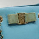 Salvatore Ferragamo Handtasche Saffiano-Leder 2-Wege Hellblau Gold Orig 92430-18