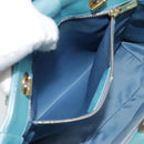Salvatore Ferragamo Handtasche Saffiano-Leder 2-Wege Hellblau Gold Orig 92430-25