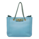 Salvatore Ferragamo Handtasche Saffiano-Leder 2-Wege Hellblau Gold Orig 92430-13