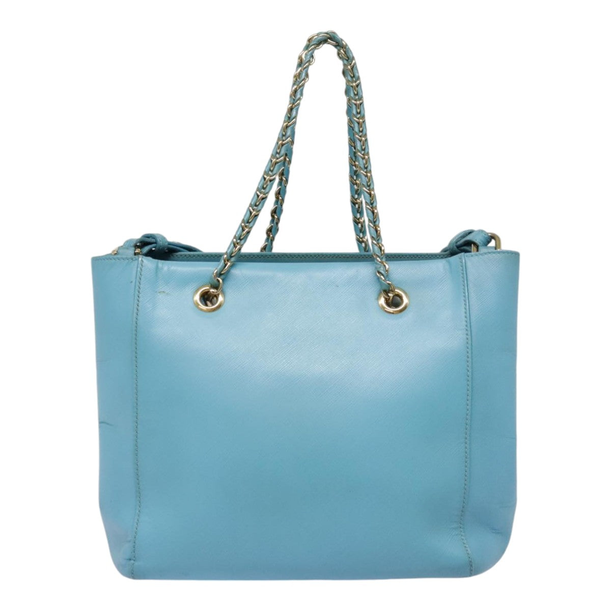 Salvatore Ferragamo Hand Bag Safiano leather 2way Light Blue Gold Auth 92430