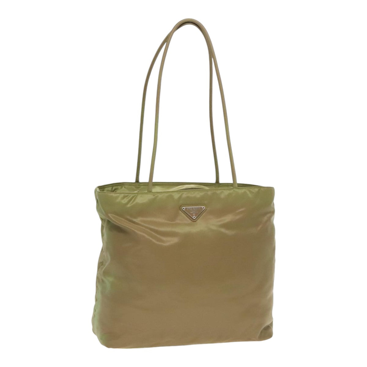 PRADA Tote Bag Nylon Green Silver Auth 92439