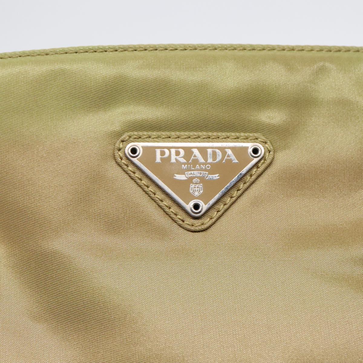 PRADA Tote Bag Nylon Green Silver Auth 92439