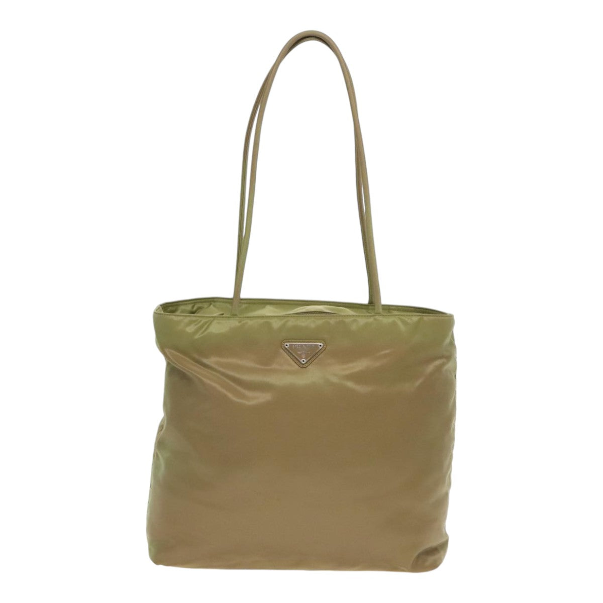 PRADA Tote Bag Nylon Green Silver Auth 92439