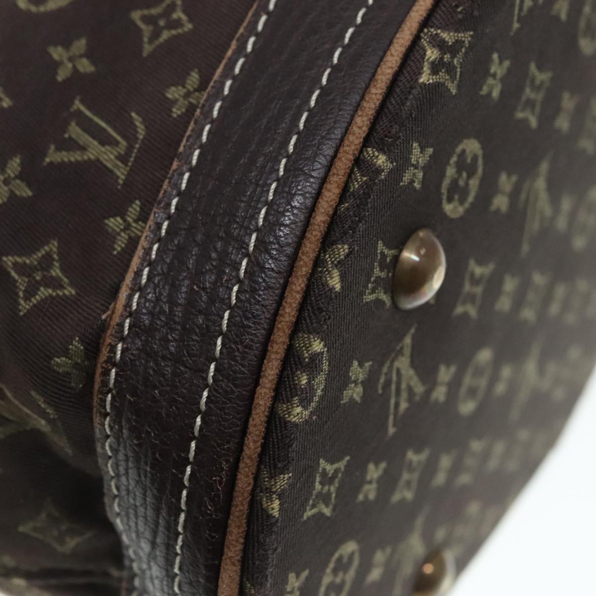 LOUIS VUITTON Monogram Mini Lin Bucket PM Shoulder Bag Brown M95226 Auth 92442