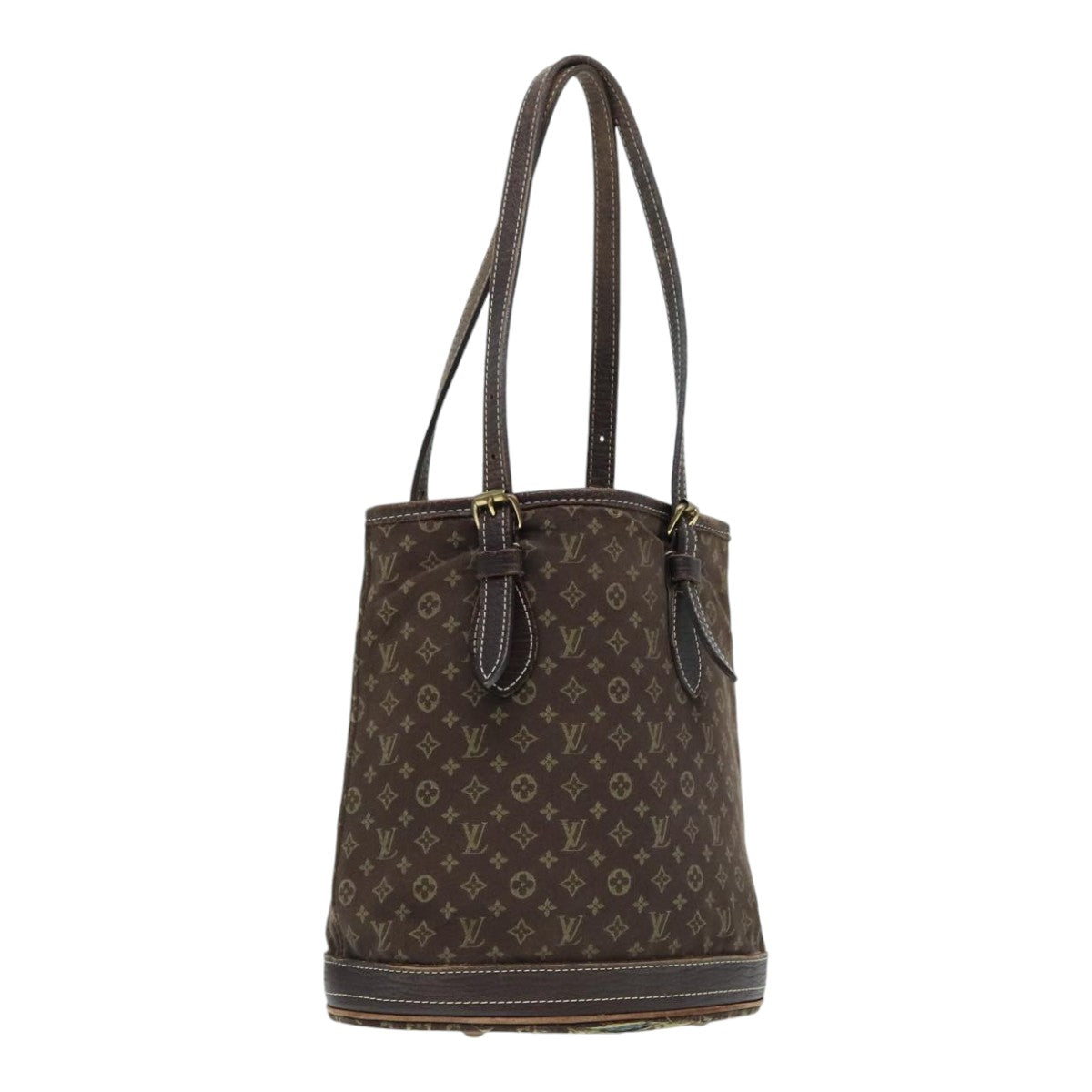 LOUIS VUITTON Monogram Mini Lin Bucket PM Shoulder Bag Brown M95226 Auth 92442