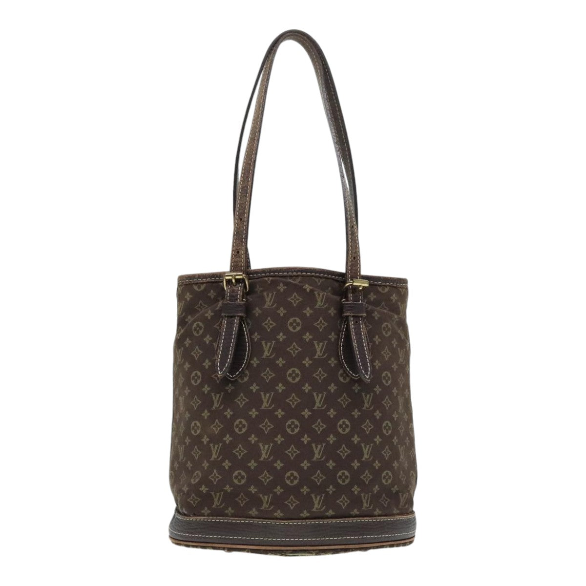 LOUIS VUITTON Monogram Mini Lin Bucket PM Shoulder Bag Brown M95226 Auth 92442 - 0