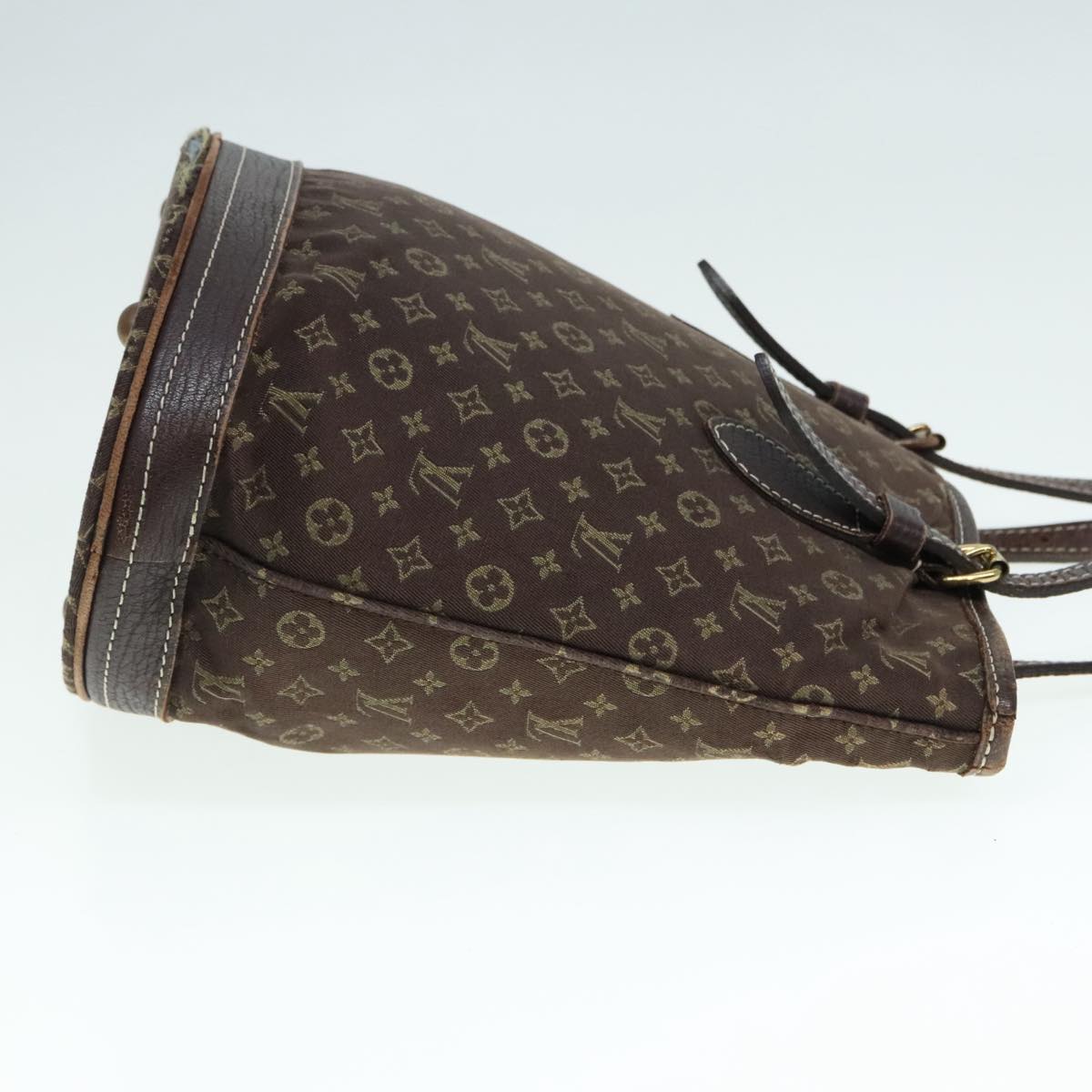 LOUIS VUITTON Monogram Mini Lin Bucket PM Shoulder Bag Brown M95226 Auth 92442