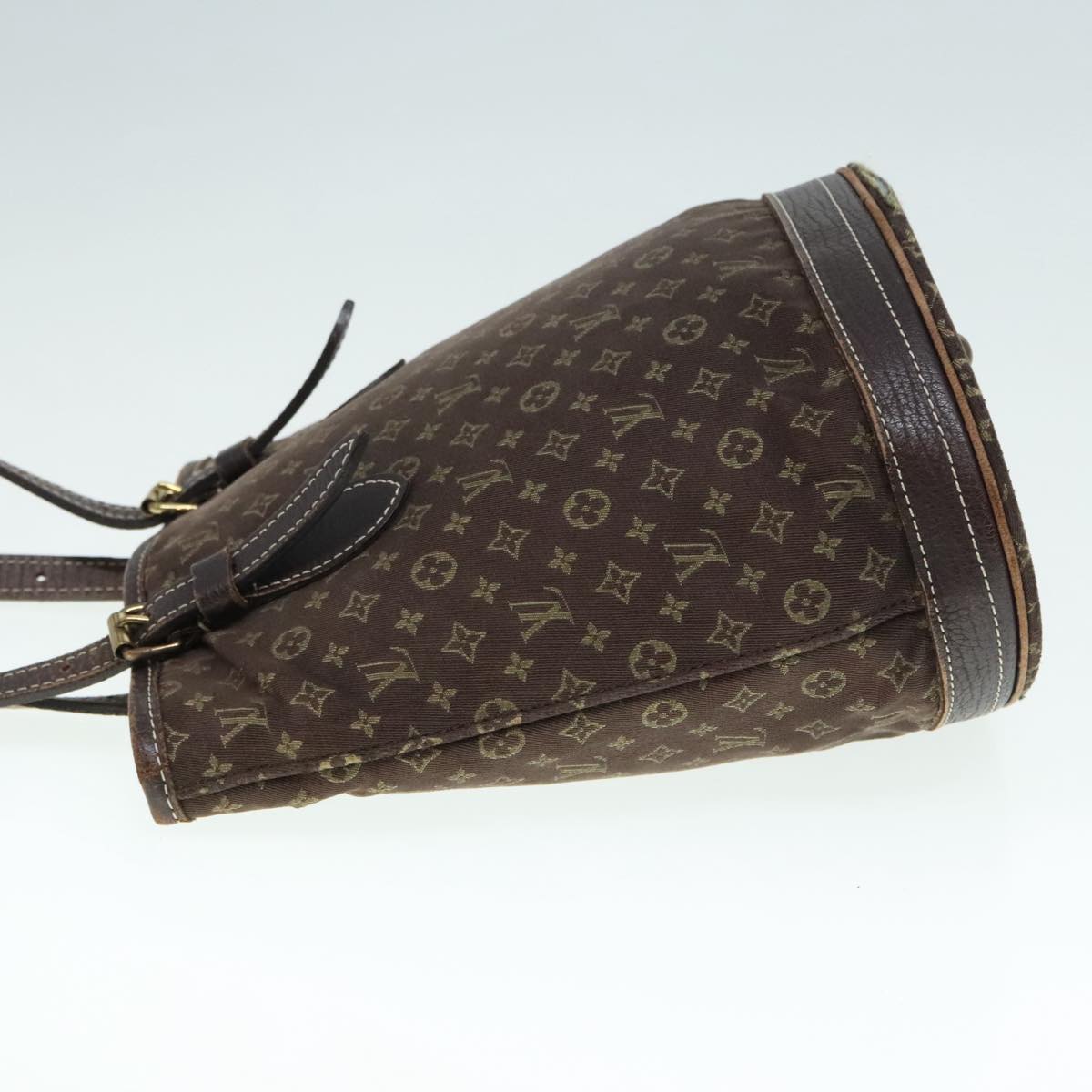 LOUIS VUITTON Monogram Mini Lin Bucket PM Shoulder Bag Brown M95226 Auth 92442