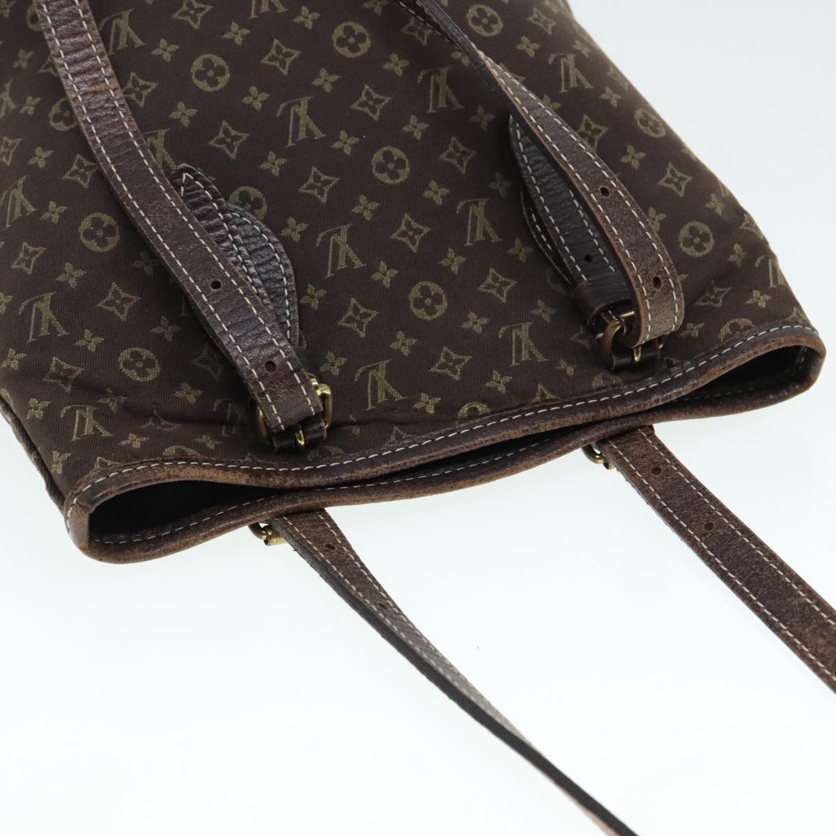 LOUIS VUITTON Monogram Mini Lin Bucket PM Shoulder Bag Brown M95226 Auth 92442