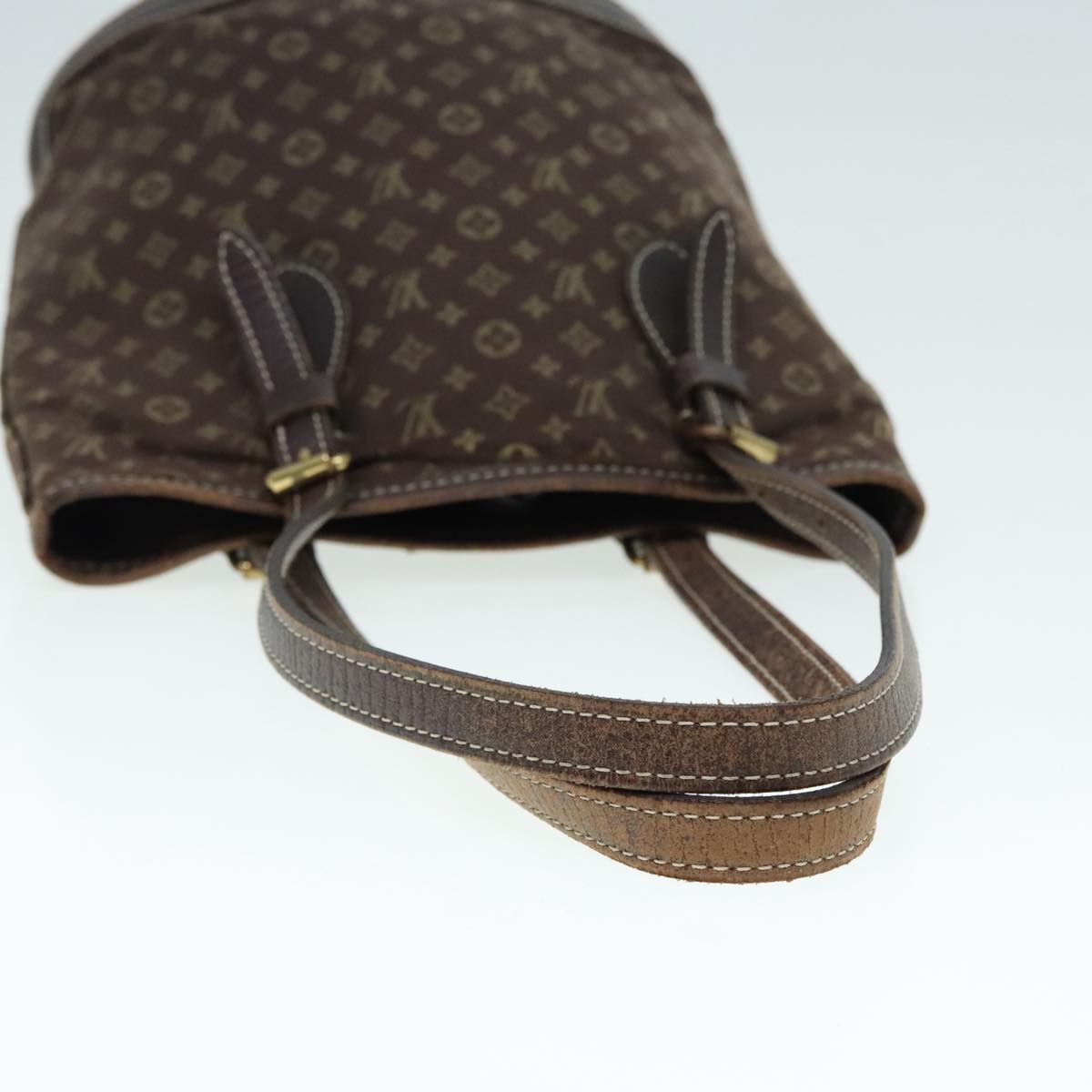 LOUIS VUITTON Monogram Mini Lin Bucket PM Shoulder Bag Brown M95226 Auth 92442