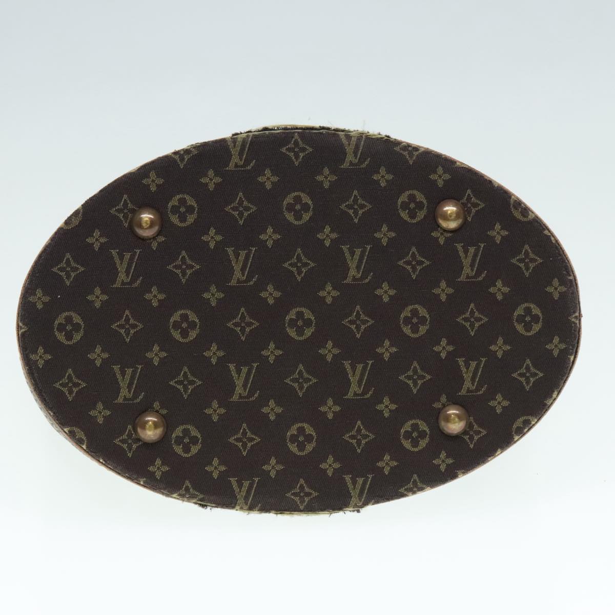 LOUIS VUITTON Monogram Mini Lin Bucket PM Shoulder Bag Brown M95226 Auth 92442