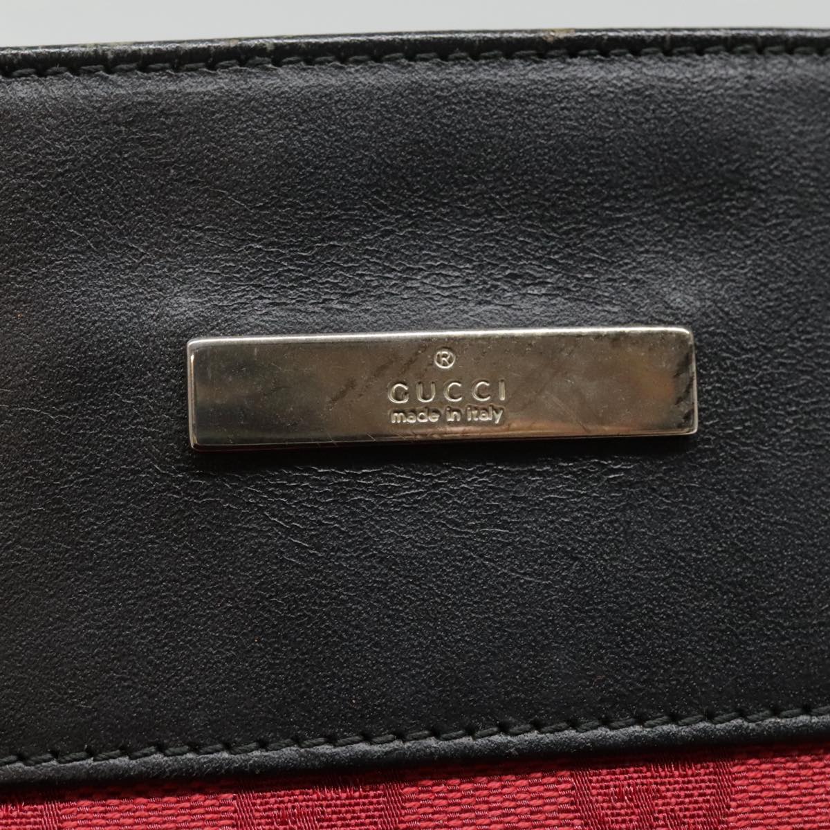 GUCCI GG Canvas Shoulder Bag Red Black Auth 92448