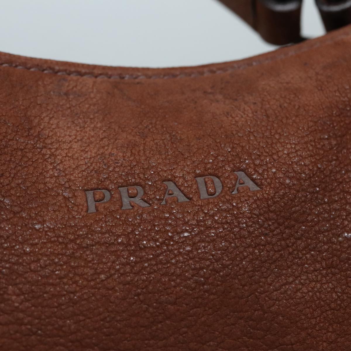 PRADA Shoulder Bag Leather Brown Auth 92453